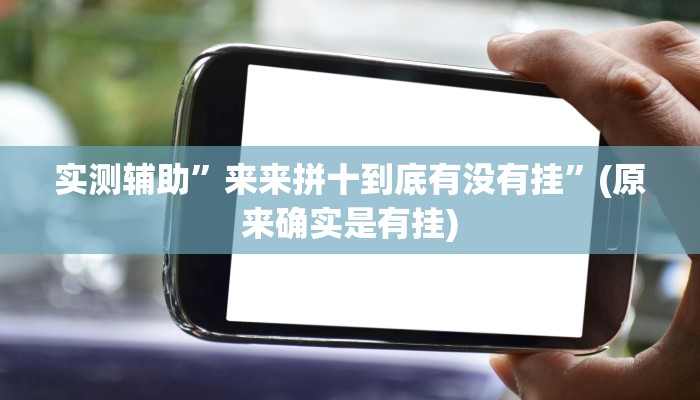 实测辅助”来来拼十到底有没有挂”(原来确实是有挂)