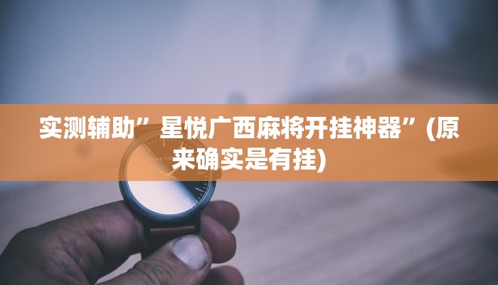 实测辅助”星悦广西麻将开挂神器”(原来确实是有挂)