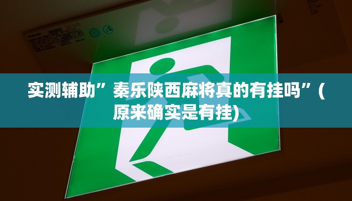 实测辅助”秦乐陕西麻将真的有挂吗”(原来确实是有挂)