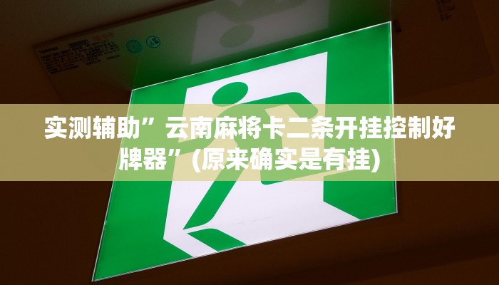 实测辅助”云南麻将卡二条开挂控制好牌器”(原来确实是有挂)