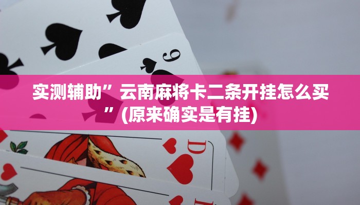 实测辅助”云南麻将卡二条开挂怎么买”(原来确实是有挂)