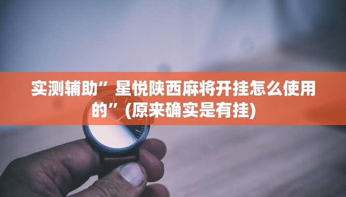实测辅助”星悦陕西麻将开挂怎么使用的”(原来确实是有挂)
