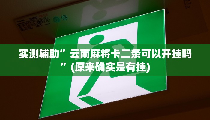 实测辅助”云南麻将卡二条可以开挂吗”(原来确实是有挂)
