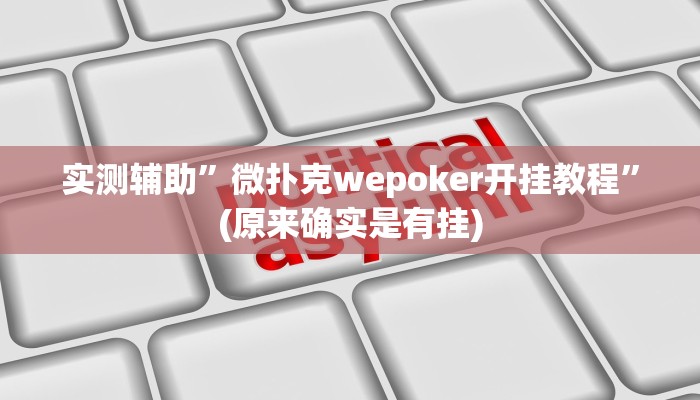 实测辅助”微扑克wepoker开挂教程”(原来确实是有挂)