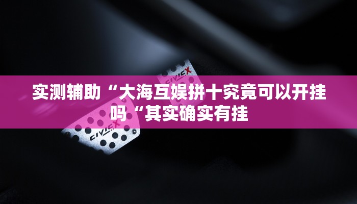 实测辅助“大海互娱拼十究竟可以开挂吗“其实确实有挂