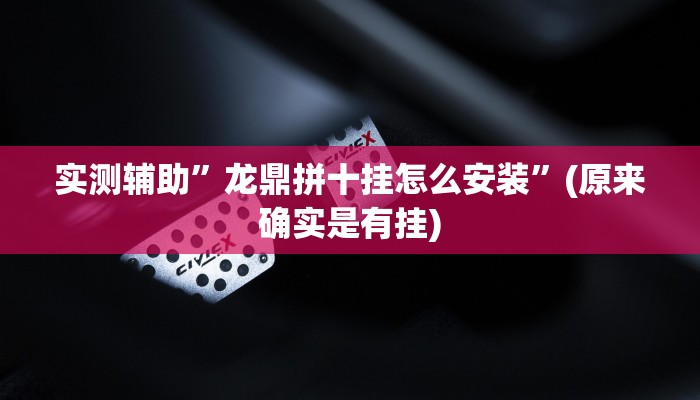 实测辅助”龙鼎拼十挂怎么安装”(原来确实是有挂)