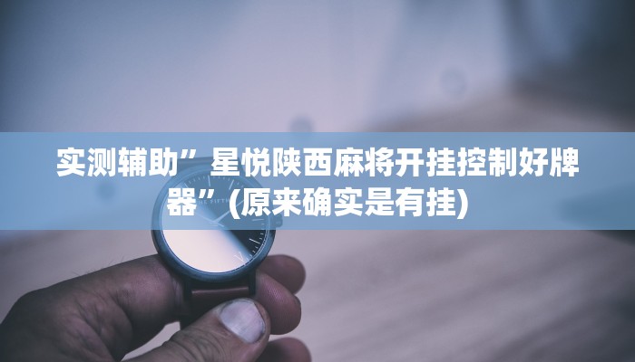 实测辅助”星悦陕西麻将开挂控制好牌器”(原来确实是有挂)