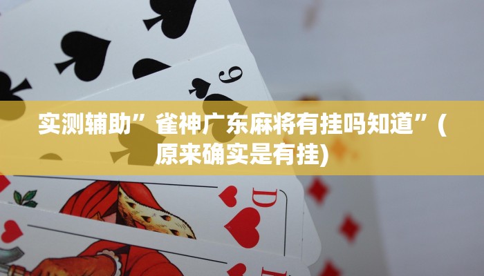 实测辅助”雀神广东麻将有挂吗知道”(原来确实是有挂)