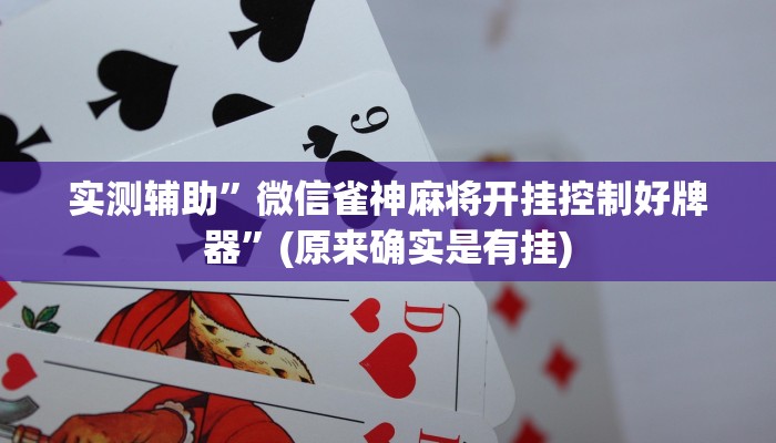 实测辅助”微信雀神麻将开挂控制好牌器”(原来确实是有挂)