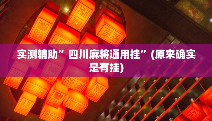 实测辅助”四川麻将通用挂”(原来确实是有挂)