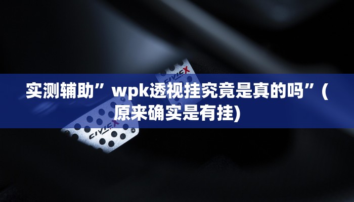 实测辅助”wpk透视挂究竟是真的吗”(原来确实是有挂)