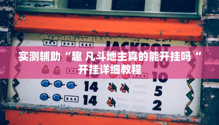 实测辅助“趣 凡斗地主真的能开挂吗“开挂详细教程
