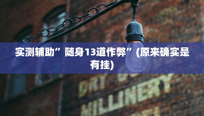 实测辅助”随身13道作弊”(原来确实是有挂)