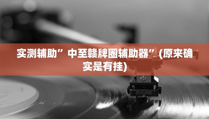 实测辅助”中至赣牌圈辅助器”(原来确实是有挂)
