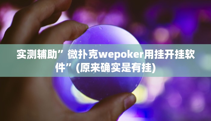 实测辅助”微扑克wepoker用挂开挂软件”(原来确实是有挂)