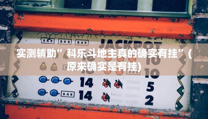 实测辅助”科乐斗地主真的确实有挂”(原来确实是有挂)