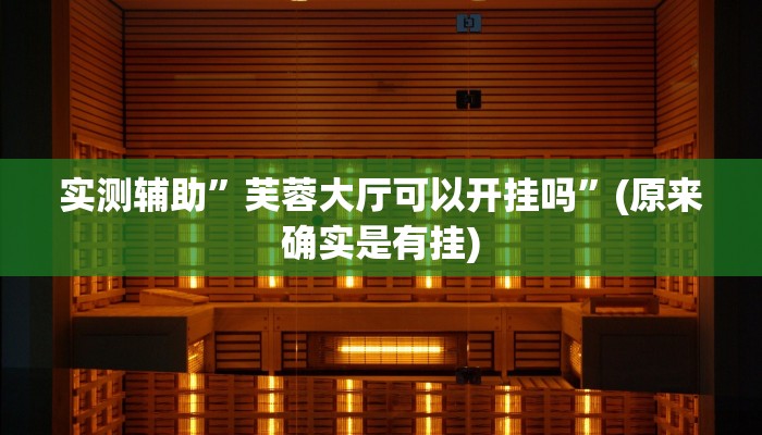 实测辅助”芙蓉大厅可以开挂吗”(原来确实是有挂)