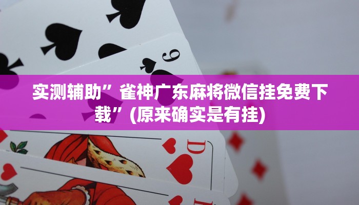 实测辅助”雀神广东麻将微信挂免费下载”(原来确实是有挂)